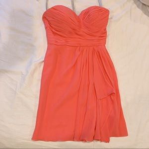 Bill Levkoff Strapless Coral Chiffon Dress